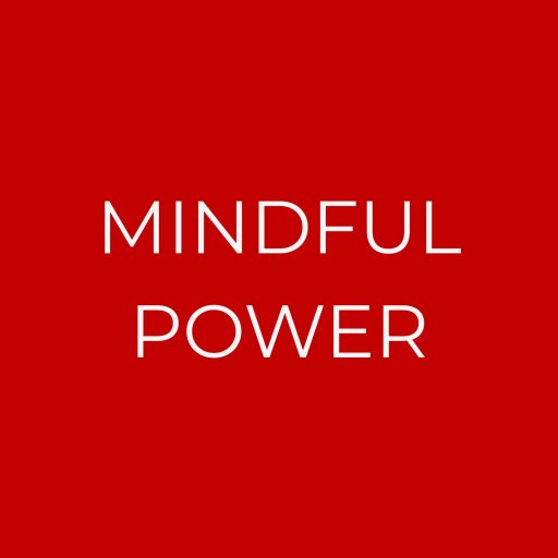 Roter Hintergrund mit weißer Blockschrift: Mindful Power – visuelle Darstellung für bewusste, kraftvolle Selbstführung.